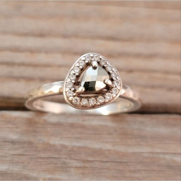 SILPADA 925 Sterling Silver Hematite Cubic CZ Belle Fleur Ring Size 8 - Picture 2 of 10